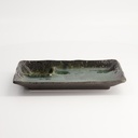 Mino Craft Rectangular Divided Plate 21x13.5cm Green 6/48