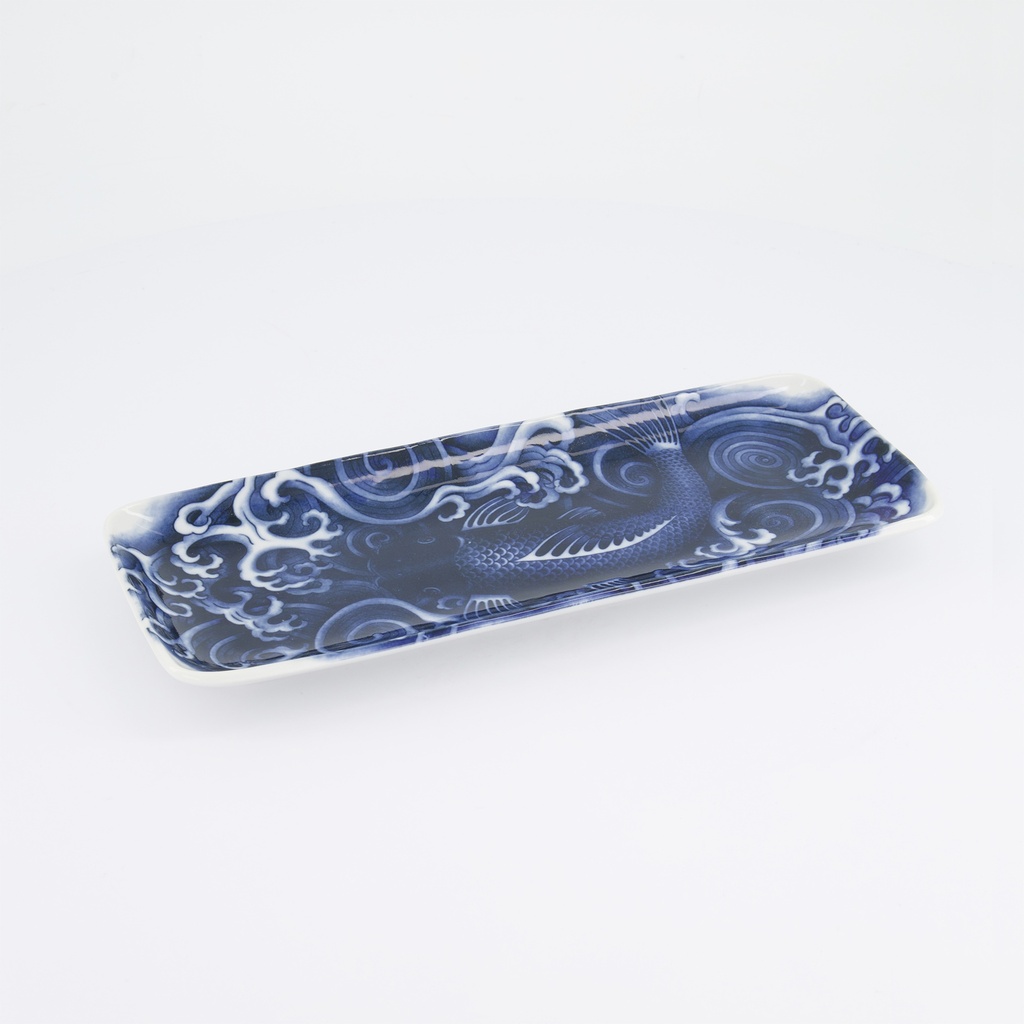 Japonism Carp Plate 28.5x14x2.5cm Blue 6/48