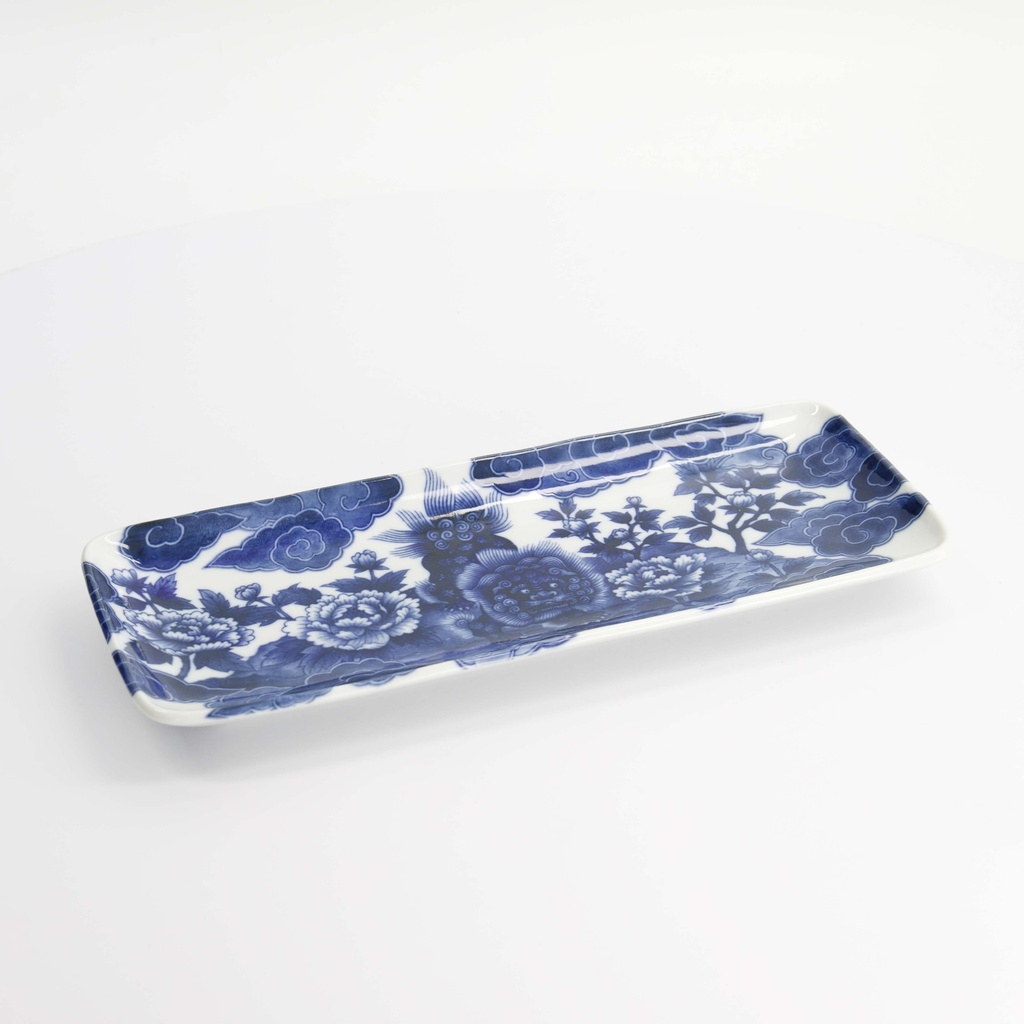 Japonism Lion Plate 28.5x14x2.5cm Blue 6/48