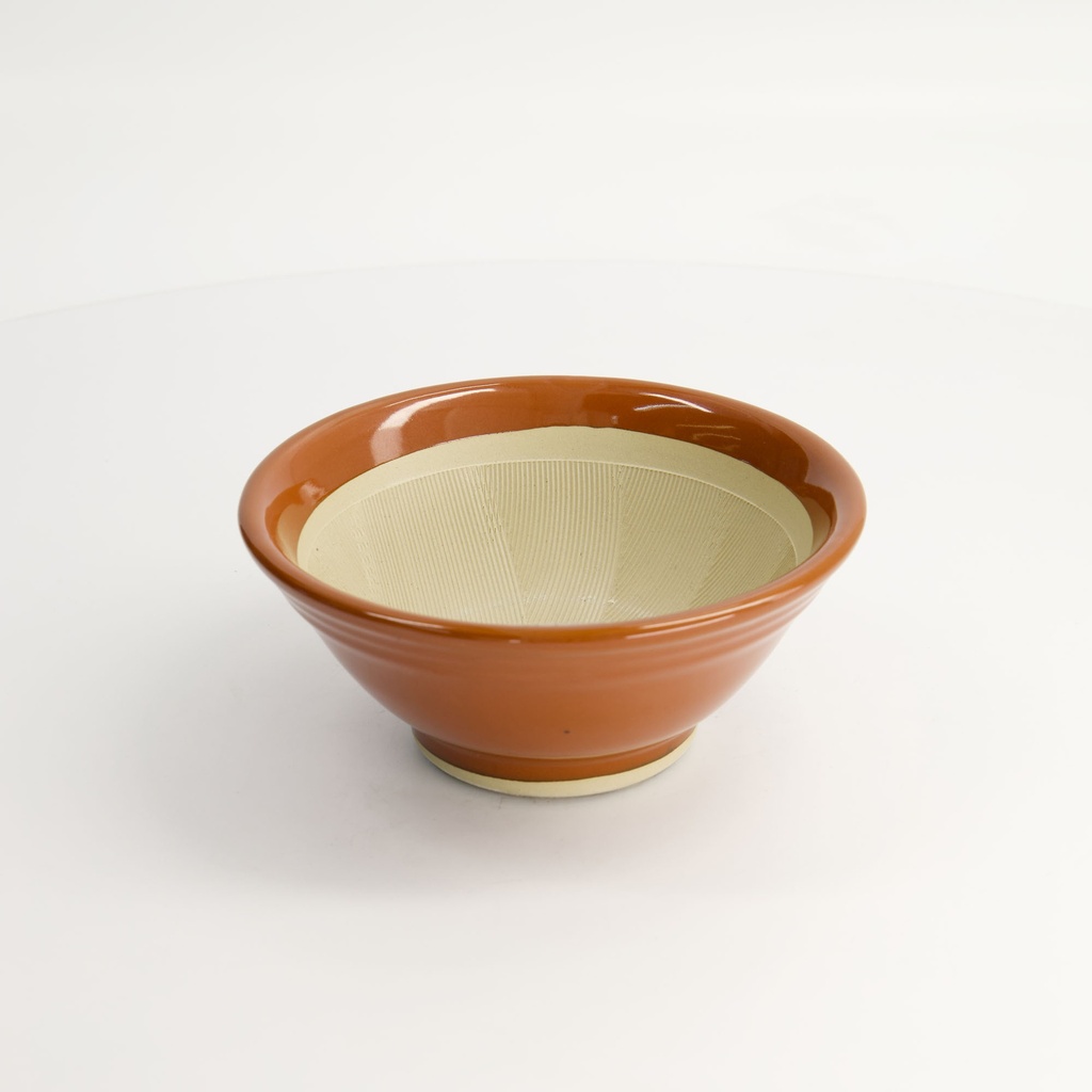 Kitchen Mortar-Suribachi Brown w/silicon rubber base 15.5x7cm C-2782 2/32