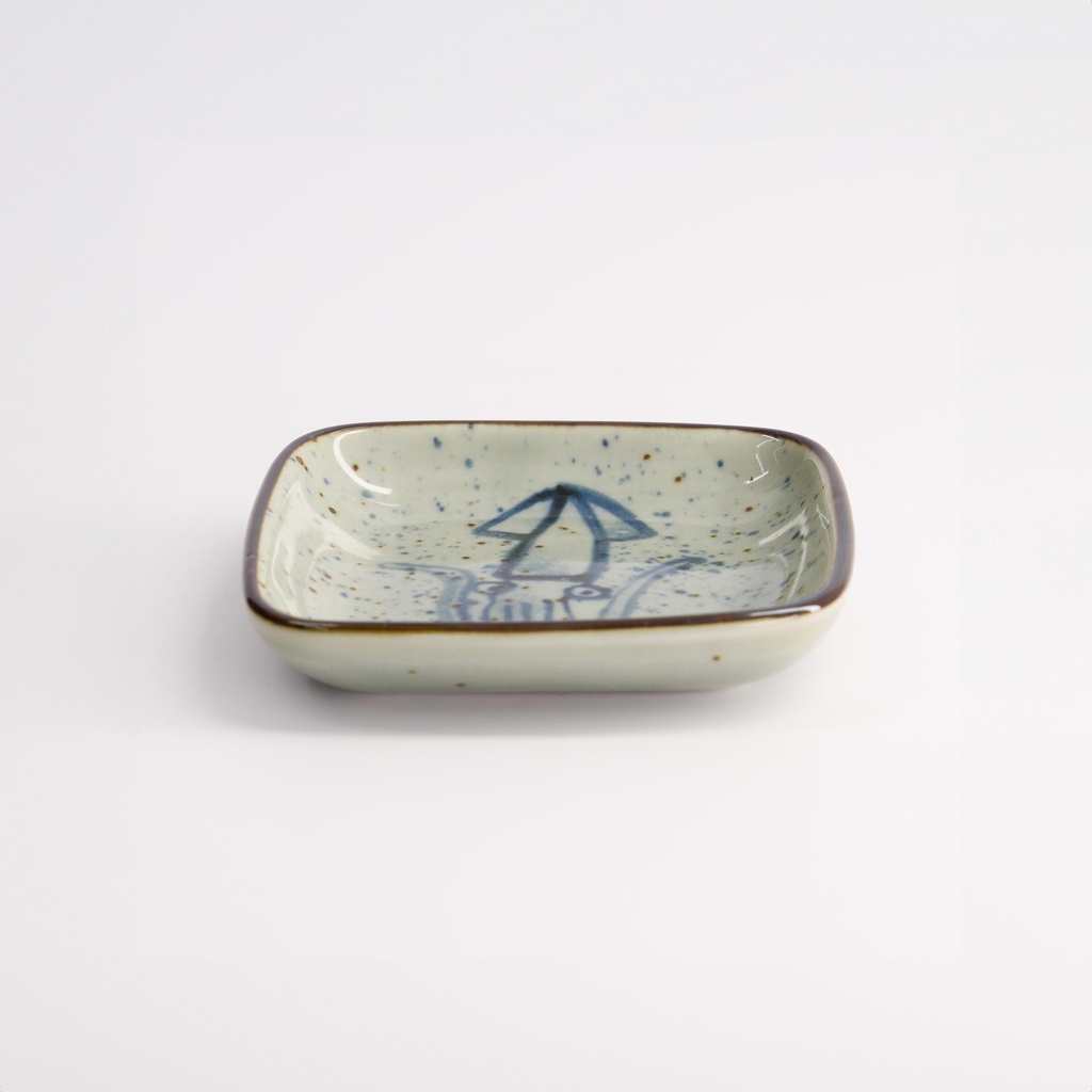 Mashiko Sauce Dish Square 9x1.6cm Squid Blue HB-5851/G 12/192