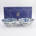 Haru Blue Mixed Ramen Bowls 2pcs Giftset 19.8x7.5cm 1000ml 1/12