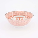 Kawaii Lucky Cat Neko Ramen Bowl 19.7x7.5cm 1000ml Seikaiha-Neko Red 4/32