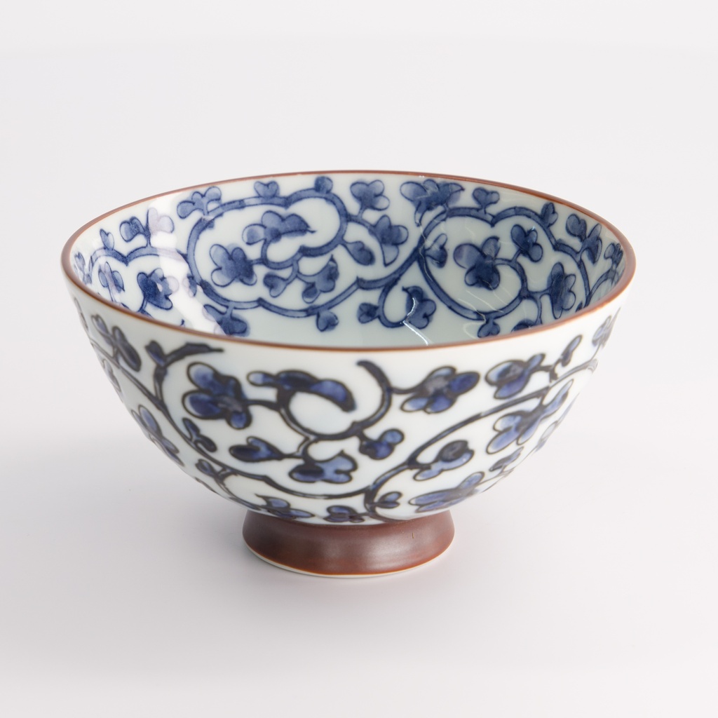 Kawaii Rice Bowl Karakusa 12.5x6.5cm 350ml Blue 5/120