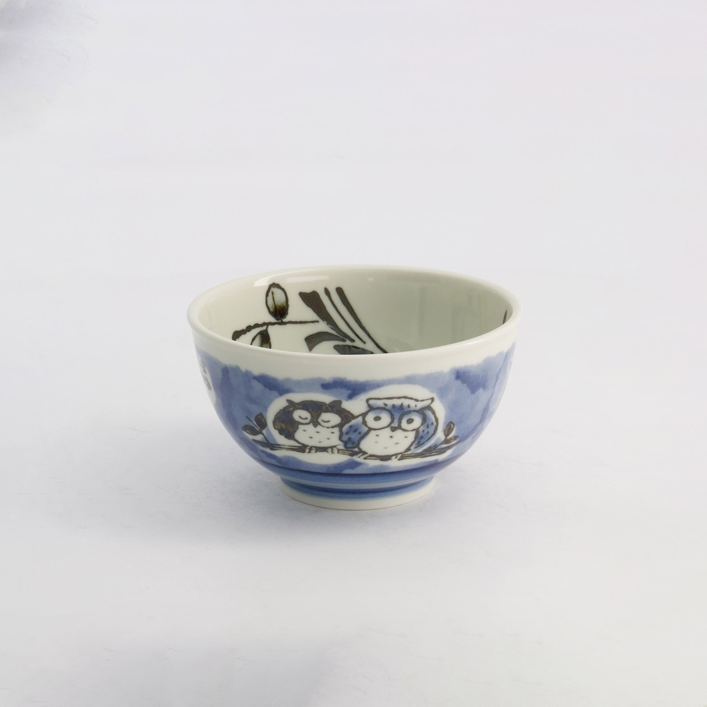 Kawaii Rice Bowl Owl 13x7.4cm 400ml Blue 5/60