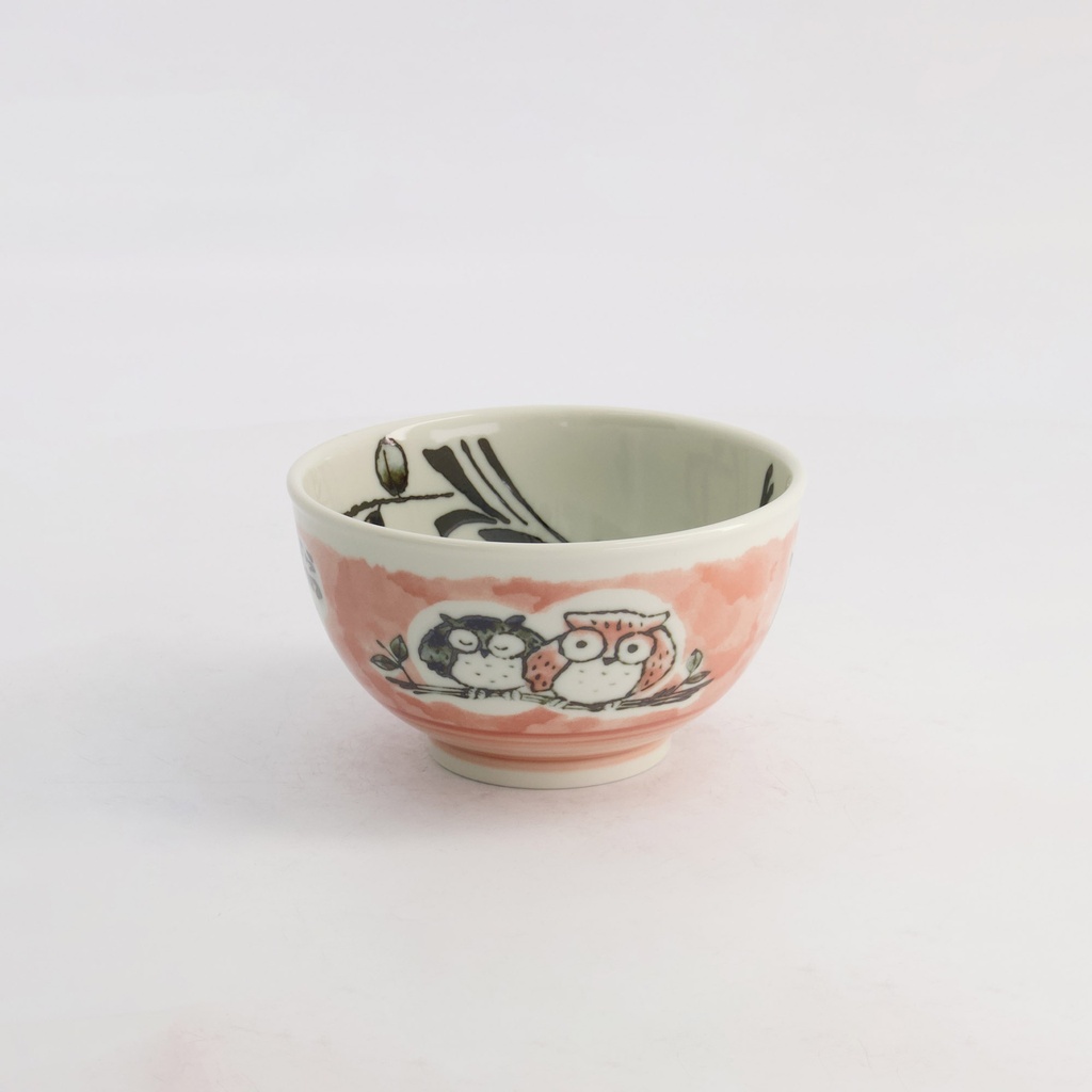 Kawaii Rice Bowl Owl 13x7.4cm 400ml Pink 5/60