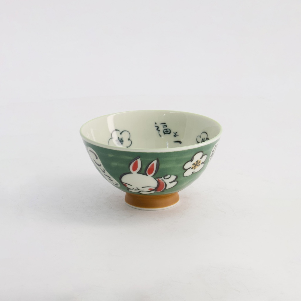 Kawaii Rice Bowl Rabbit 11.5x6.4cm 300ml Green 5/120