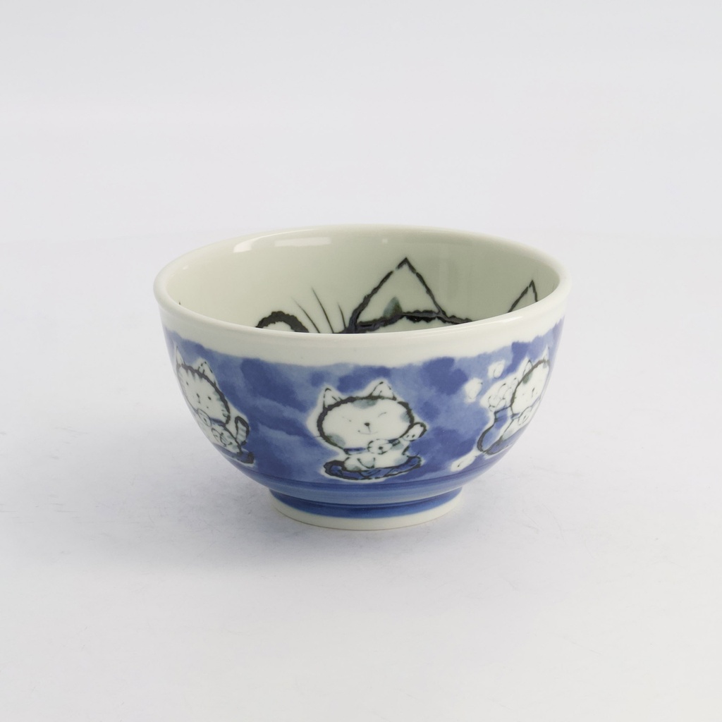 Kawaii Rice Bowl Cat Neko 15.9x8.5cm 600ml Blue 5/60