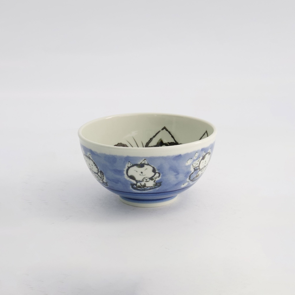 Kawaii Rice Bowl Cat Neko 13x7.4cm 400ml Blue 5/60