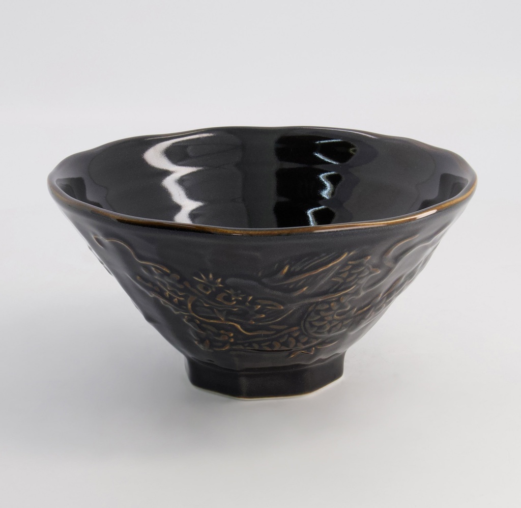 Ramen Bowl Dragon 19.8x10cm Black 650ml 4/24 21203