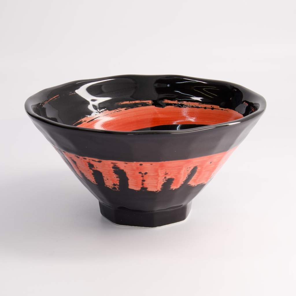 Ramen Bowl Maru Black 19.5x10cm Black/Red 650ml 3/24 21210