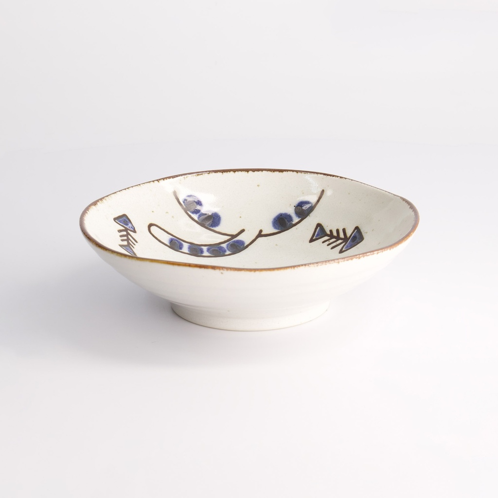 Kawaii Cat Neko Shallow Bowl 17x4.9cmh Blue 21271 12/72