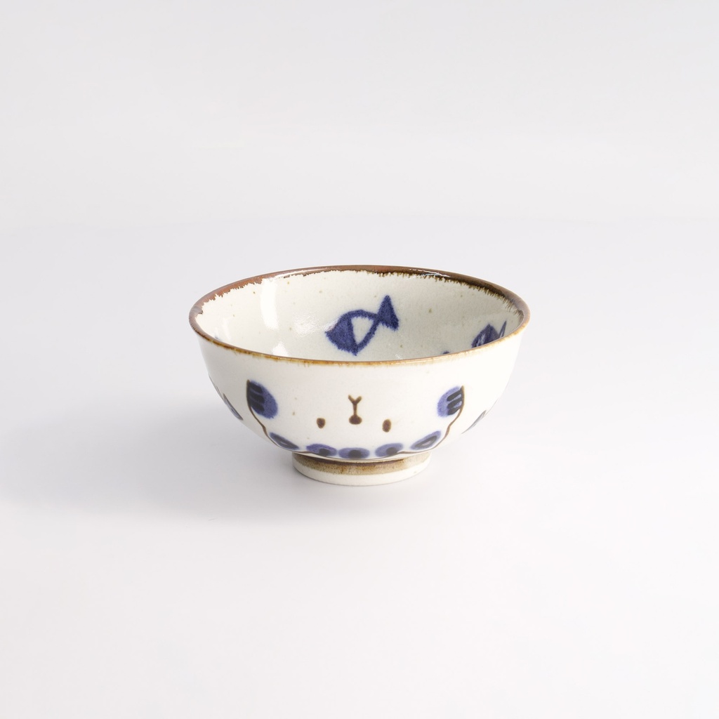 Kawaii Cat Neko Rice Bowl 11.5x6cmh 300ml Blue 21273 10/80