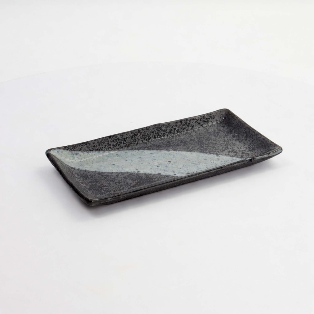 Mino Craft Rectangular Plate 21x13.5x2.8cm Bk/Bl 6/48