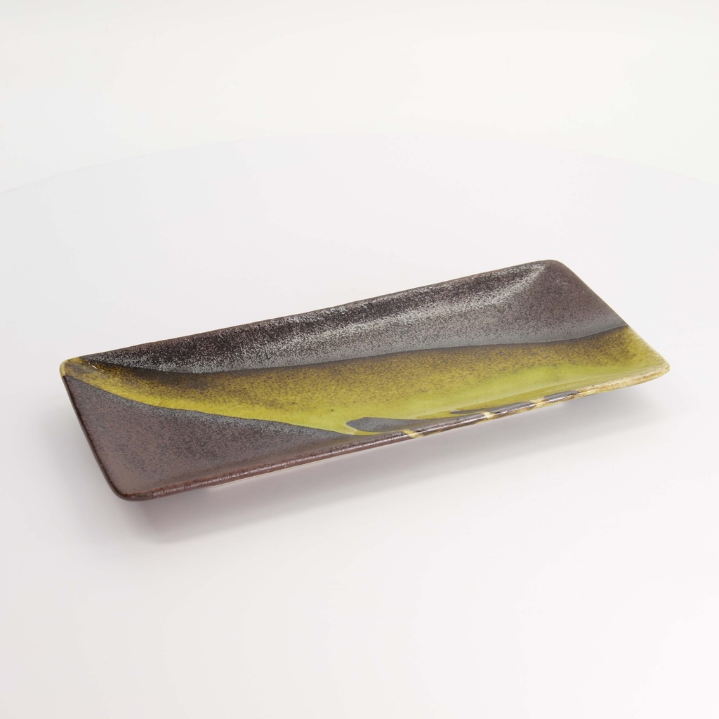 Mino Craft Rectangular Plate 28.5x12.5x2.5cm Bk/Gd 4/32
