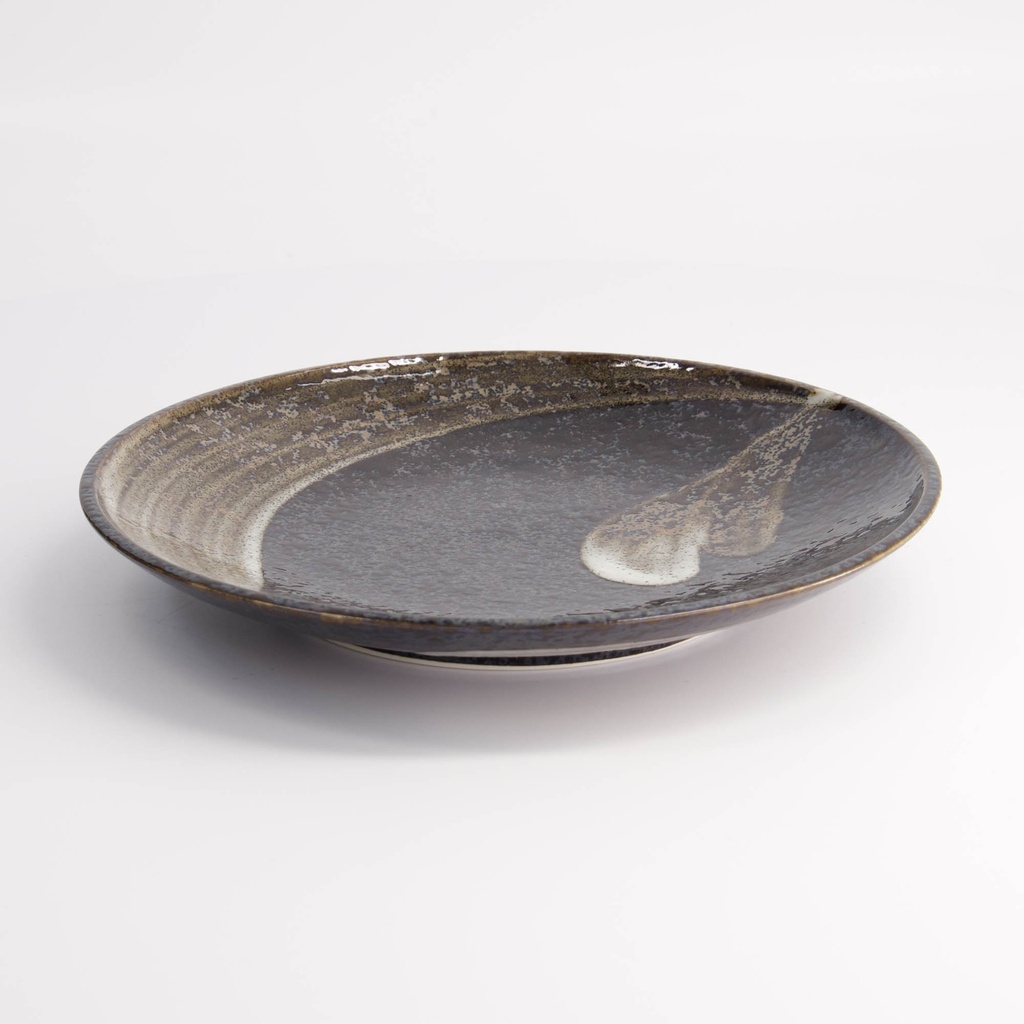 Arahake Round Plate 22.7x3.1cm Bk/Br 21425 6/36