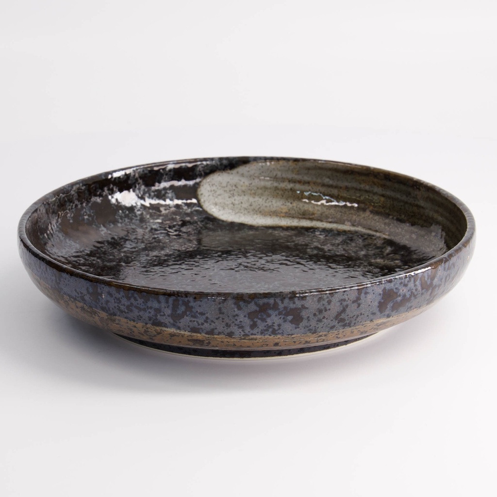 Arahake Pasta Plate 22x4cm 650ml Bk/Br 21436 3/24