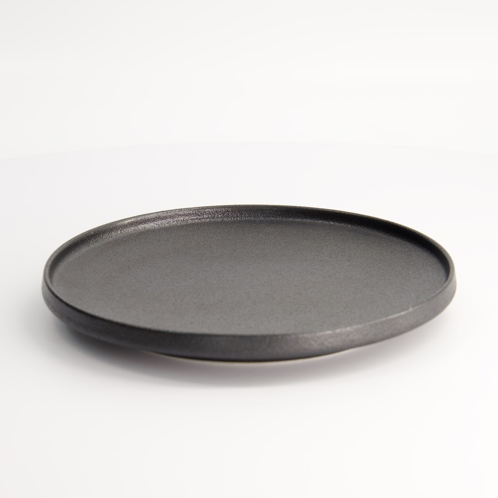Yuzu Black Round Plate with Rim 20.6x2.4cm A21521Y101 4/24