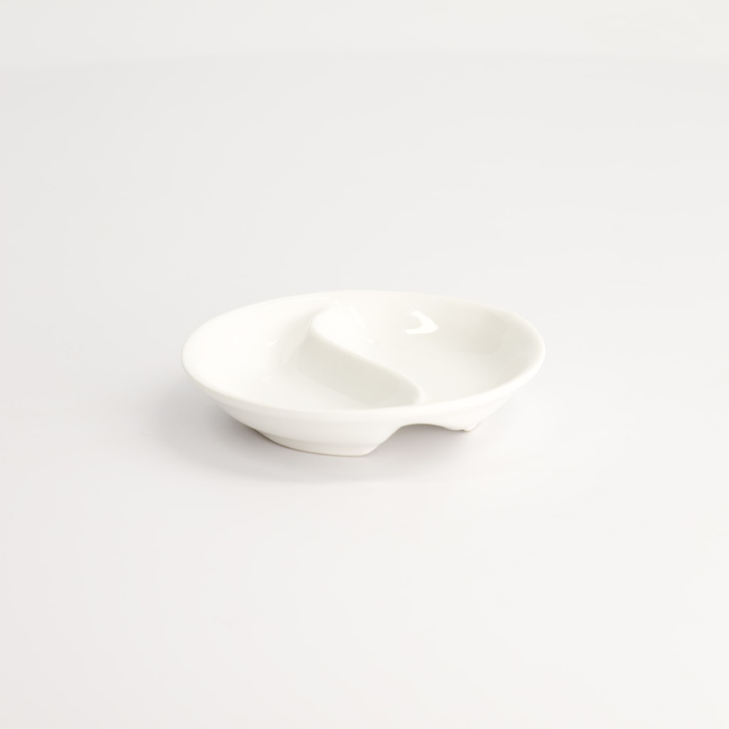 White Series Sauce Plate Divided 9.5x1.9cm White A0219 12/192