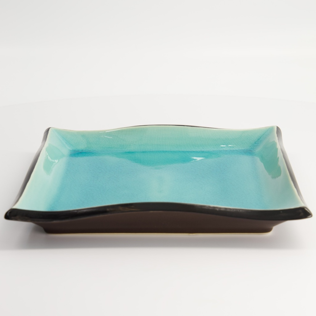 Glassy Turquoise Plate 22.2x22.2x3.2cm HL12528M/BL 4/16