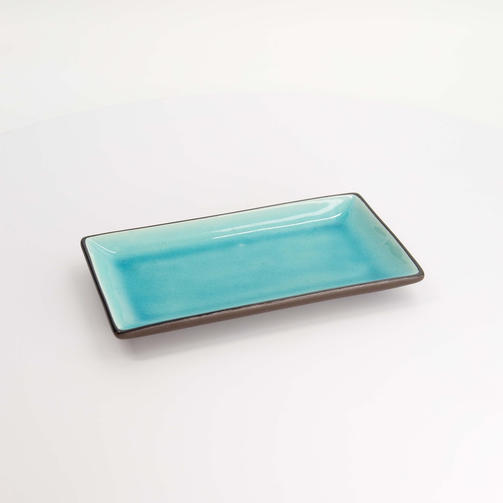 Glassy Turquoise Plate 22x12.5x2.5cm  HL15850/BL 4/24