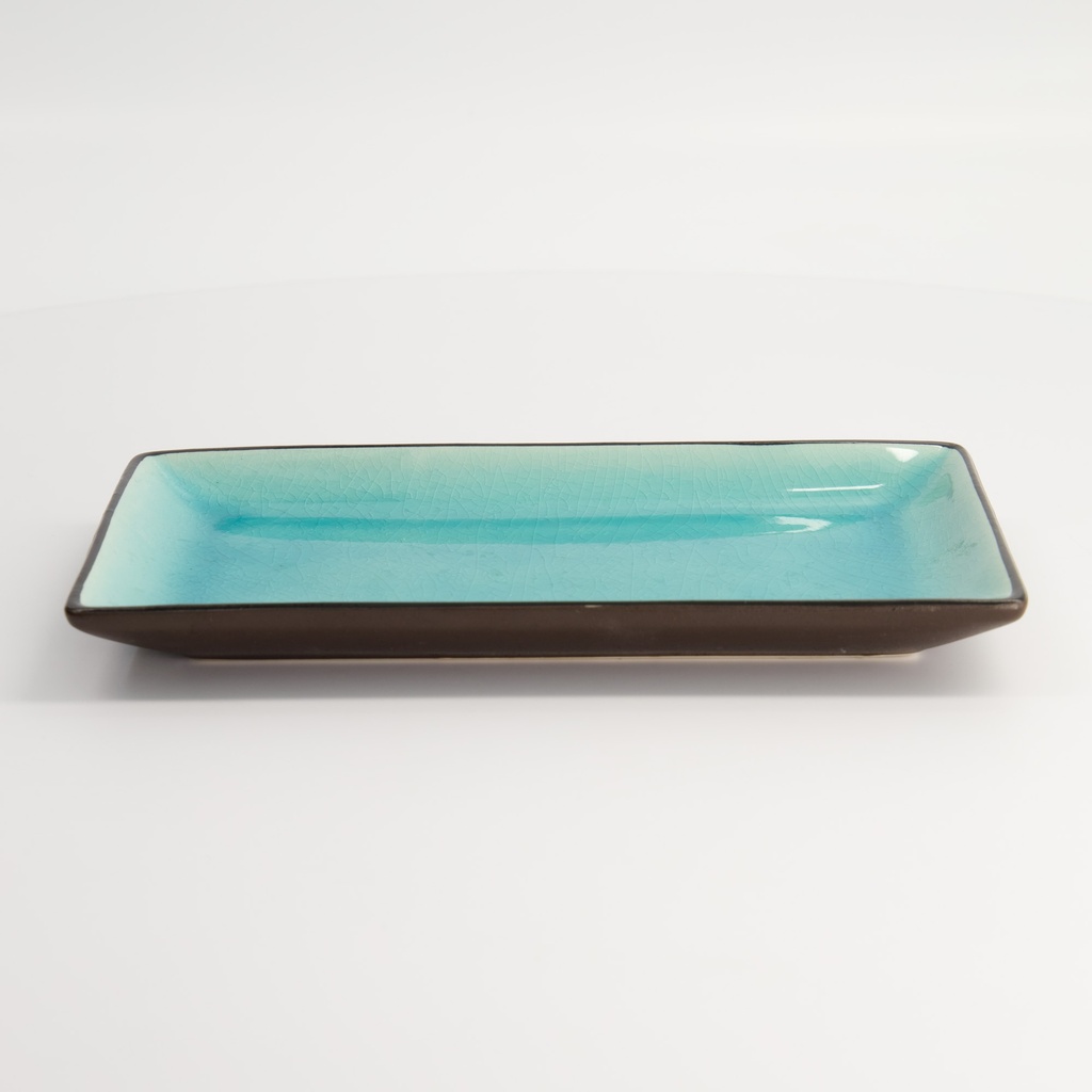 Glassy Turquoise Plate 22x12.5x2.5cm  HL15850/BL 4/24