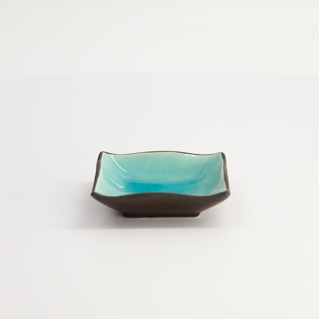 Glassy Turquoise Dish 8.5x8.5x2.4cm HL12522M/BL 12/72