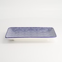 Nippon Blue Plate Rect 21x13.5cm Dots A 15606 6/48