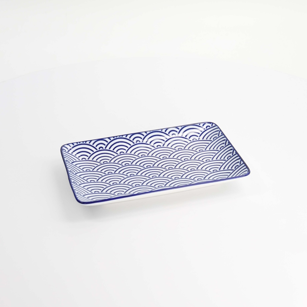 Nippon Blue Plate Rect 21x13.5cm Wave B 15607 6/48