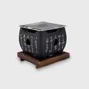Konro Grill Black Aluminum W/wooden base 15x15x13.5cmh GY-RH002L 1/6