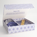 Nippon Blue Sushi Giftset 6pcs 21x13.5 & 9.5x3cm Lines/Dots 17991 1/12