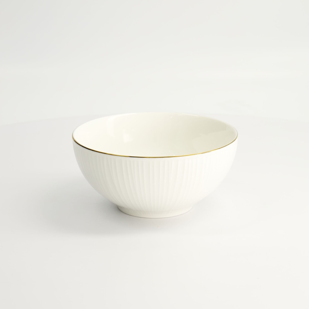 Nippon White Gold Rim Bowl 15x7cm 550ml Lines 6/36