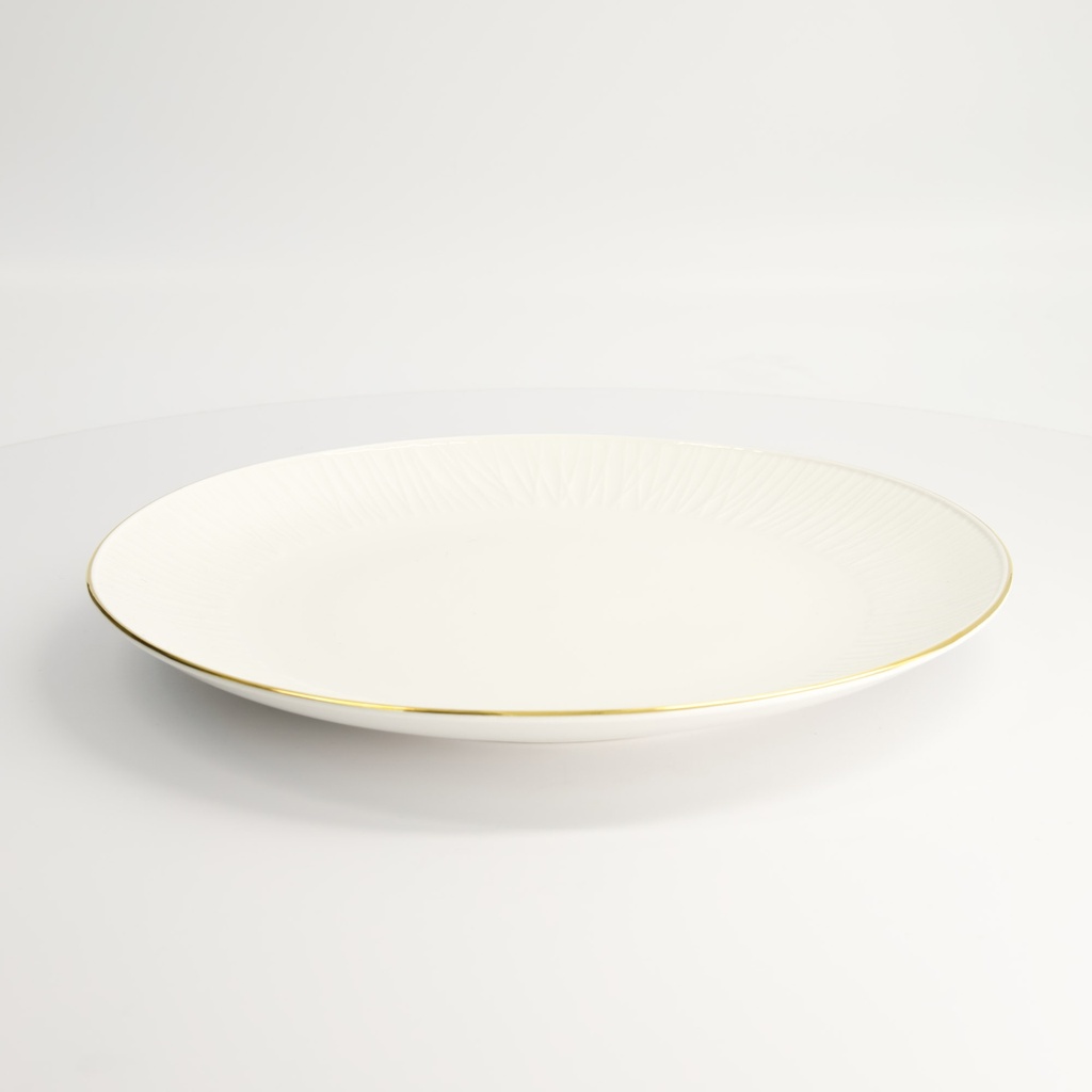 Nippon White Gold Rim Coupe Plate 30.5x3.4cm Lines 1/18