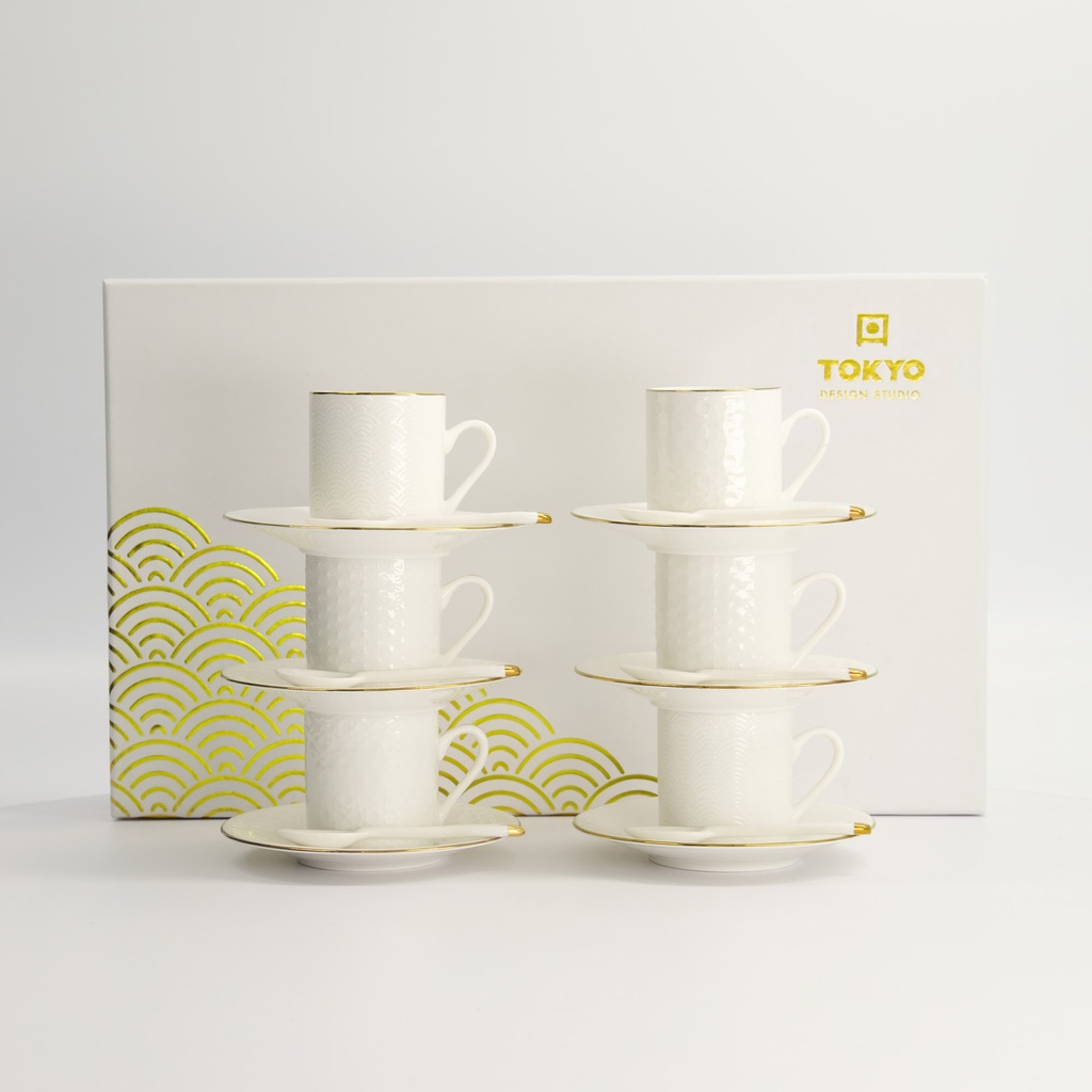 Nippon White Gold Rim Espresso Set 18pcs 80ml 1/12