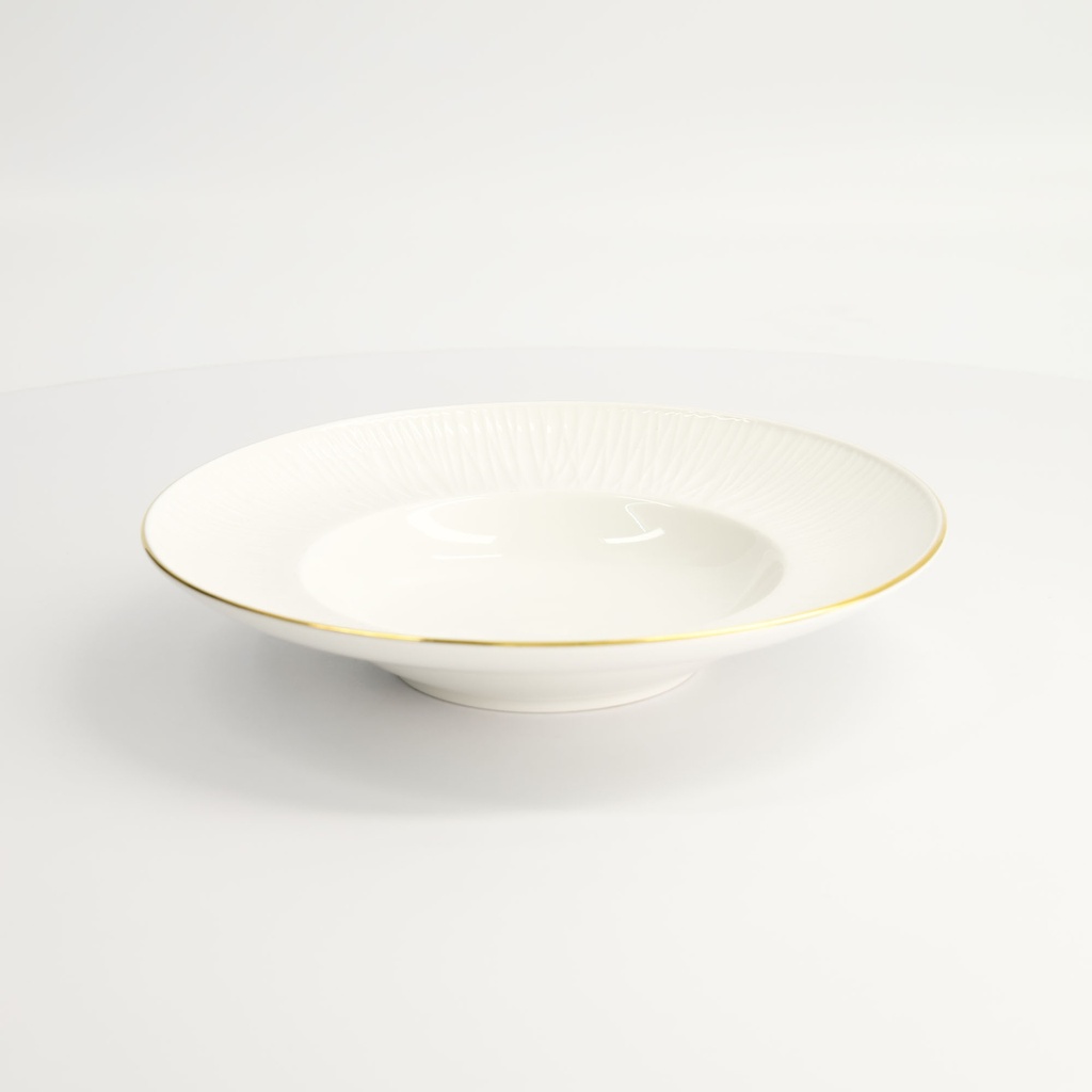 Nippon White Gold Rim Deep Plate 21cm 160ml Lines 3/36