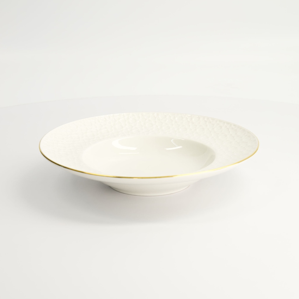 Nippon White Gold Rim Deep Plate 21cm 160ml Stripe 3/36