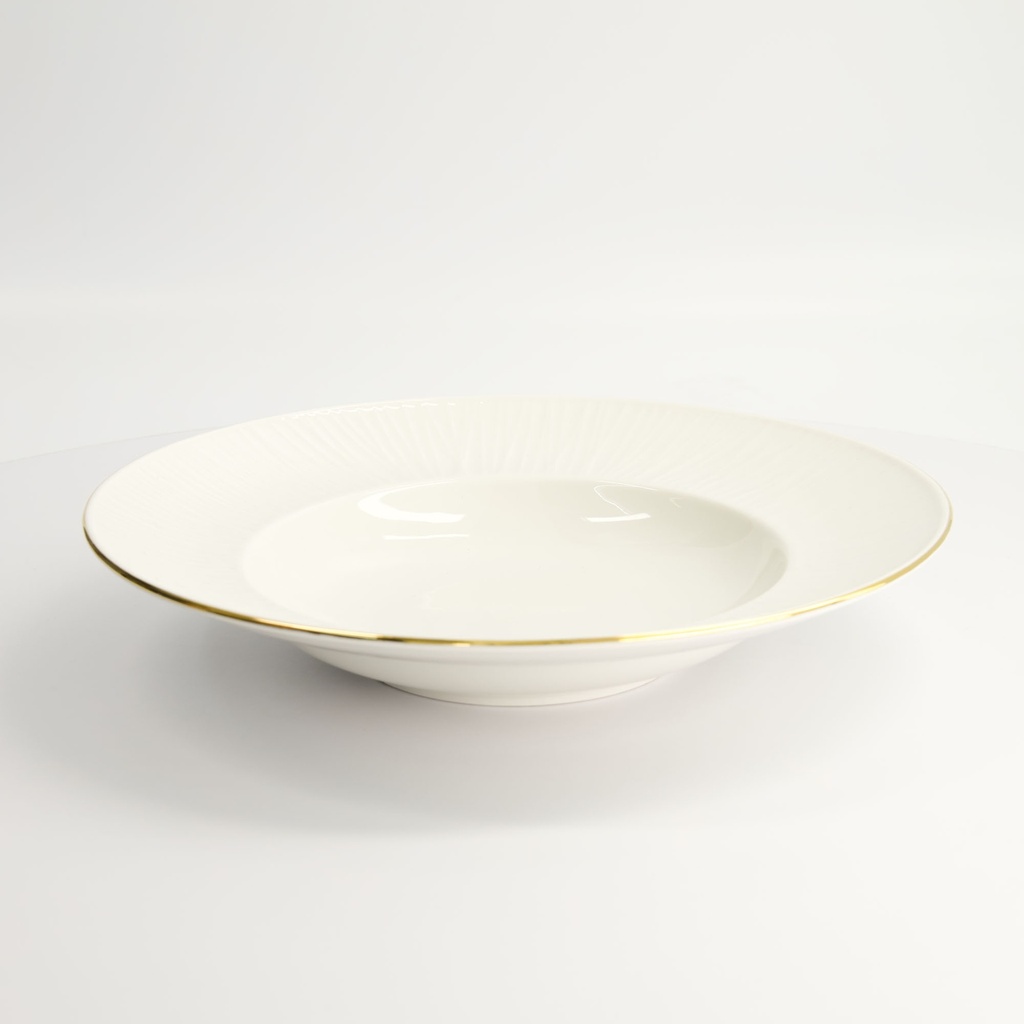 Nippon White Gold Rim Deep Plate 30cm 500ml Lines 1/18