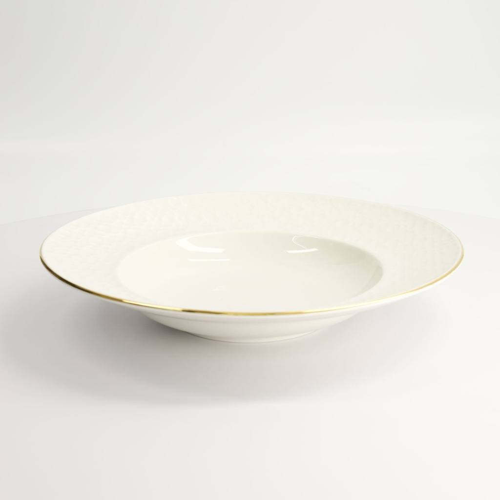 Nippon White Gold Rim Deep Plate 30cm 500ml Stripe 1/18
