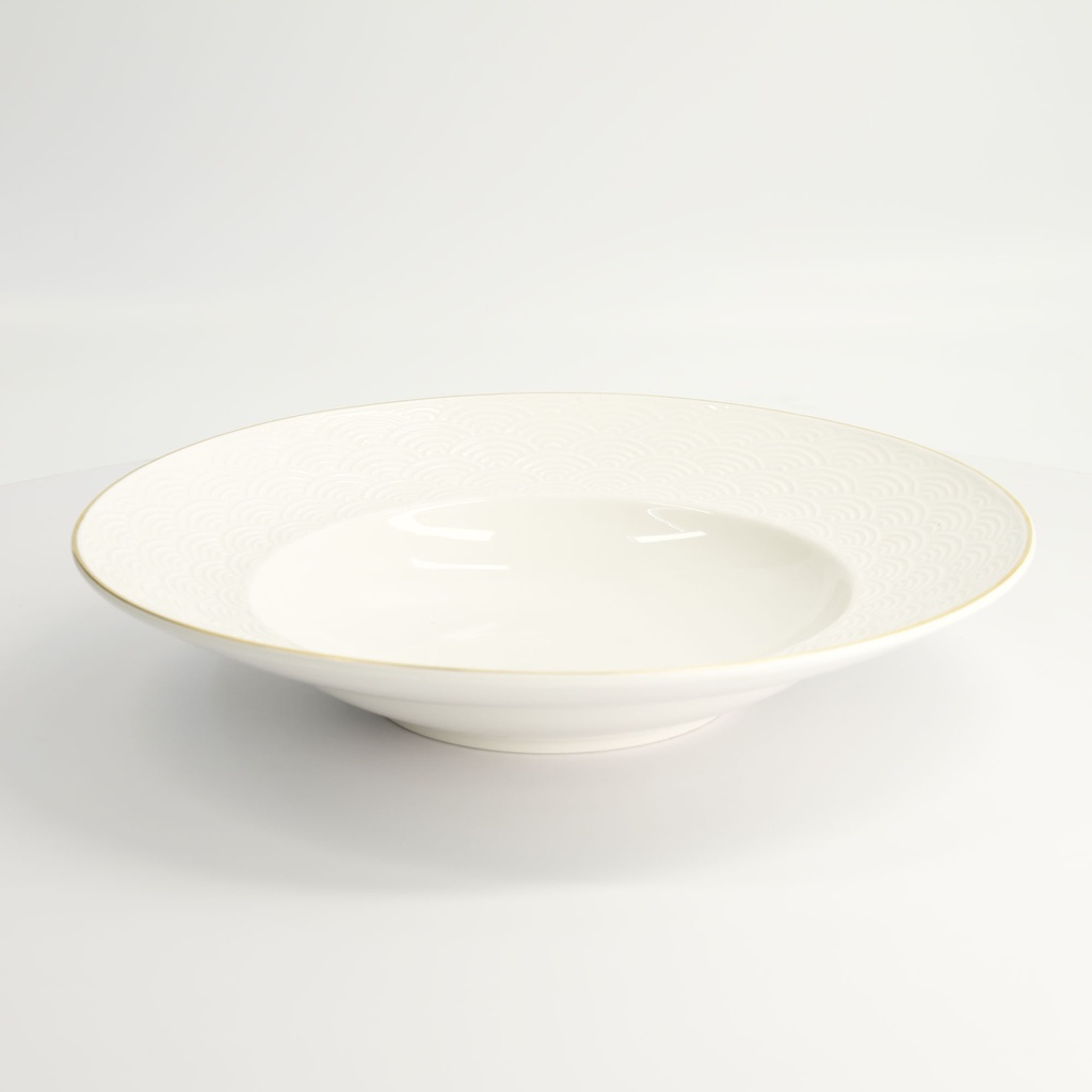 Nippon White Gold Rim Deep Plate 30cm 500ml Wave 1/18