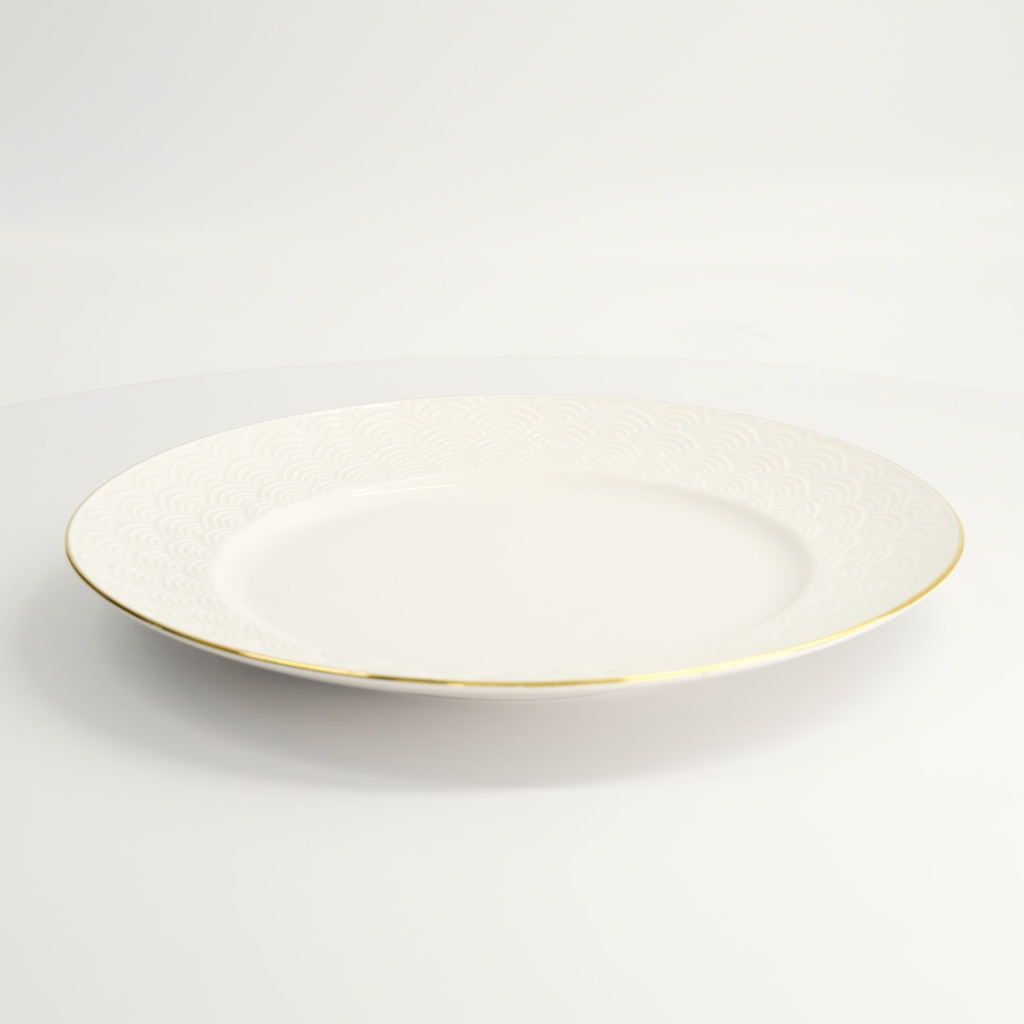 Nippon White Gold Rim Plate 29.5cm Wave 1/18