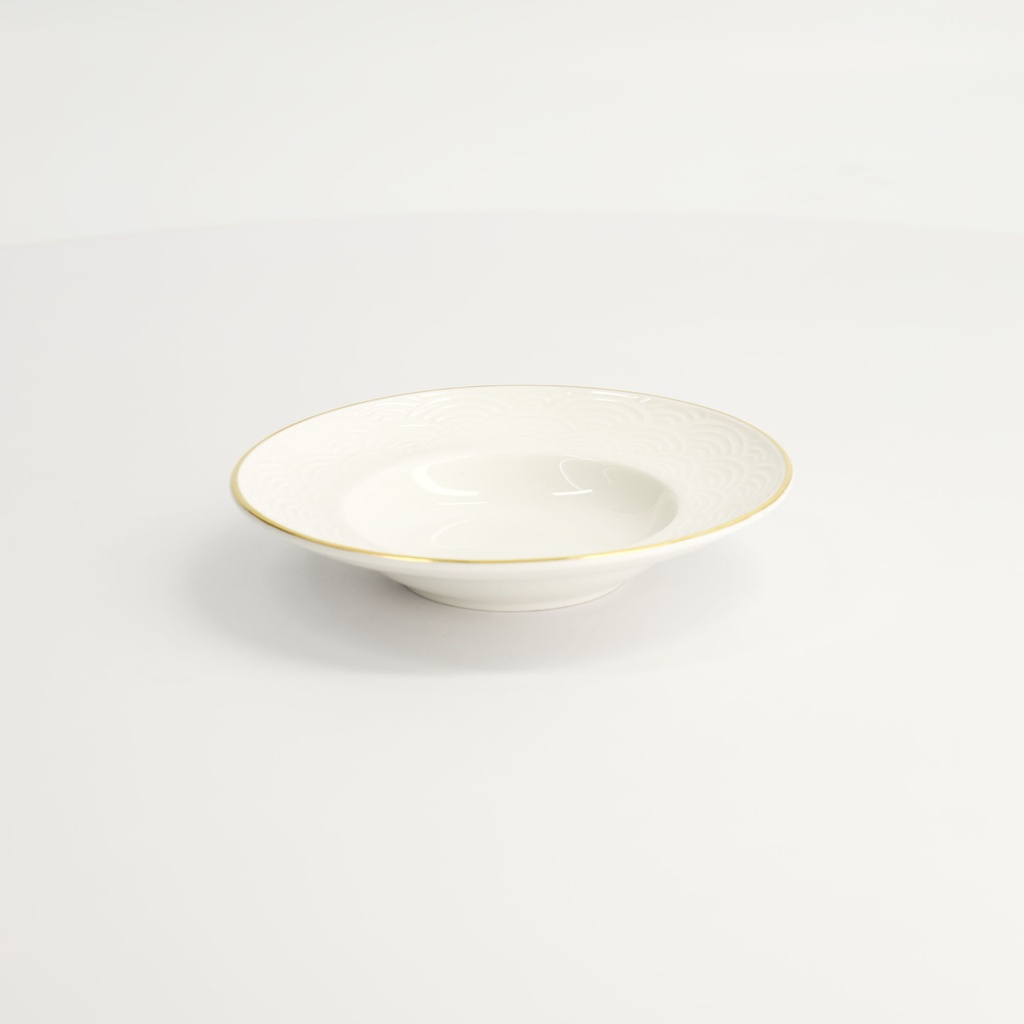Nippon White Gold Rim Deep Plate 13cm 50ml Wave 6/48