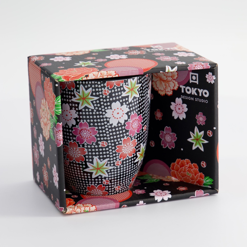 Kawaii Flower Mug W/Giftbox Black 8.5x10.2cm 300ml 21175 1/36