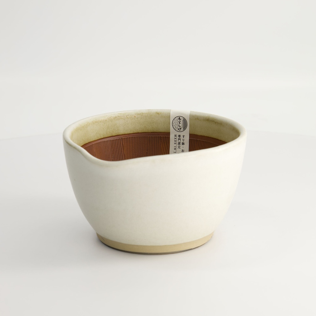 Kitchen Mortar Suribachi Bowl Medium W/Non Slip Base 15.5x8.5x14.5cm White MJ-018W 1/8