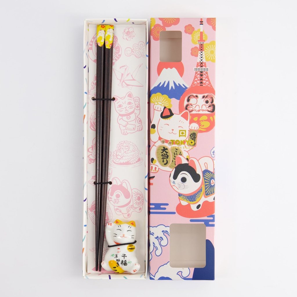 Chopstick Giftset Chopstick and Rest Lucky Cat C 18876 10/200