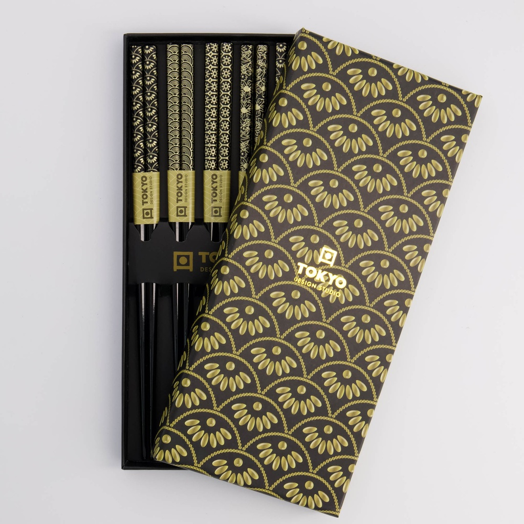 Chopstick Giftset/5 Black Gold 294A 21292 1/100