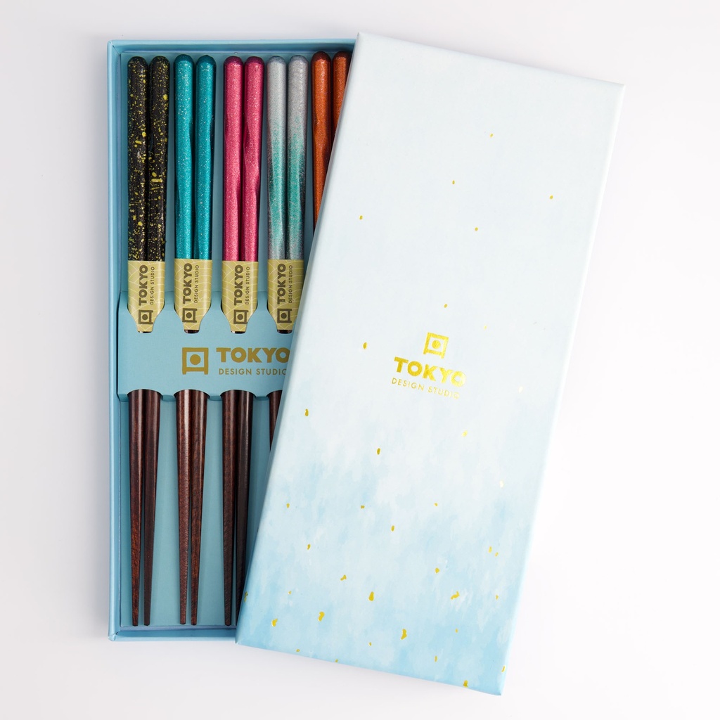 Chopstick Giftset/5 Wooden Blue Cloud 2915A  21297 1/100