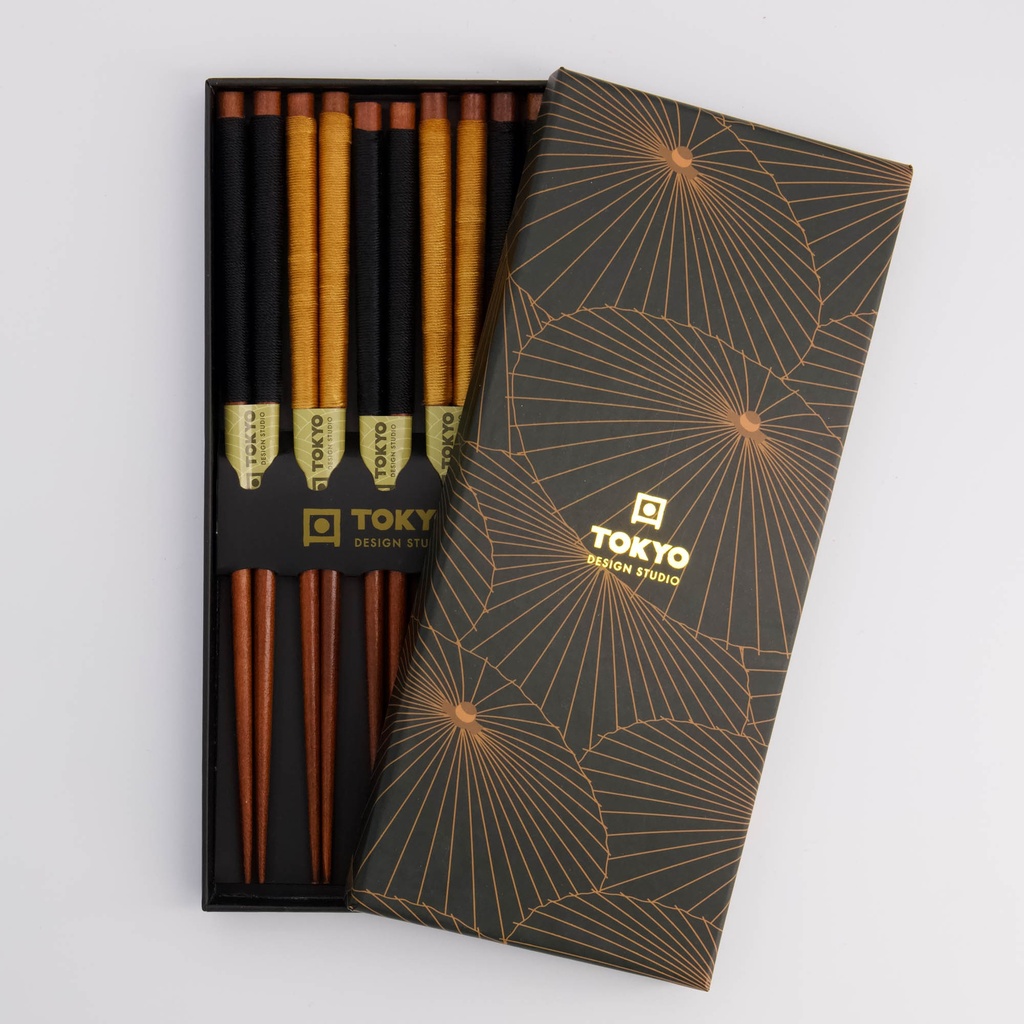 Chopstick Giftset/5 Wooden Gold Umbrella 2917A  21299 1/100
