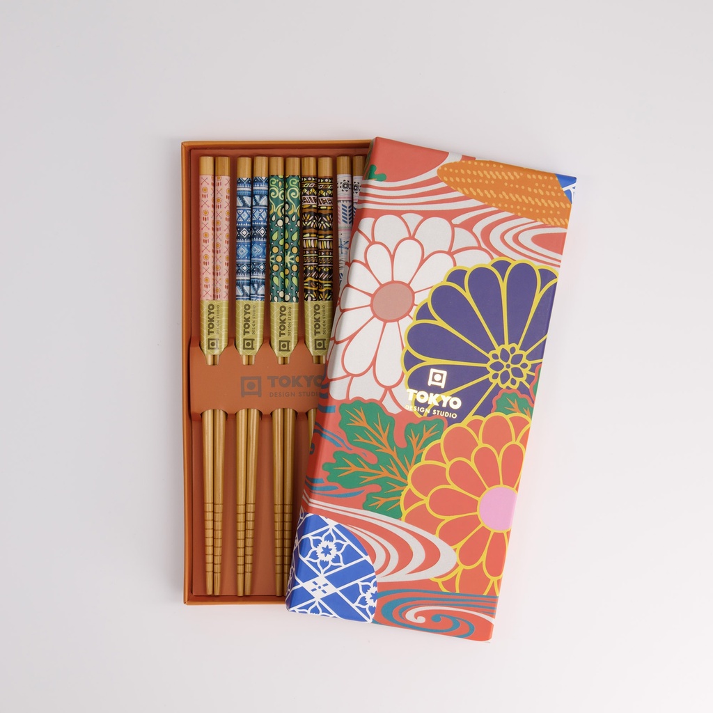 Chopstick Giftset/5 Orange Flower  2911A 21309 1/100