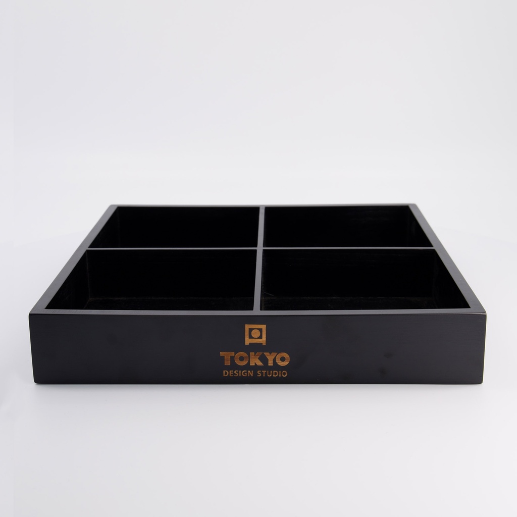 Wooden Display Box Black 4pcs 33x33x5.5cm 21318