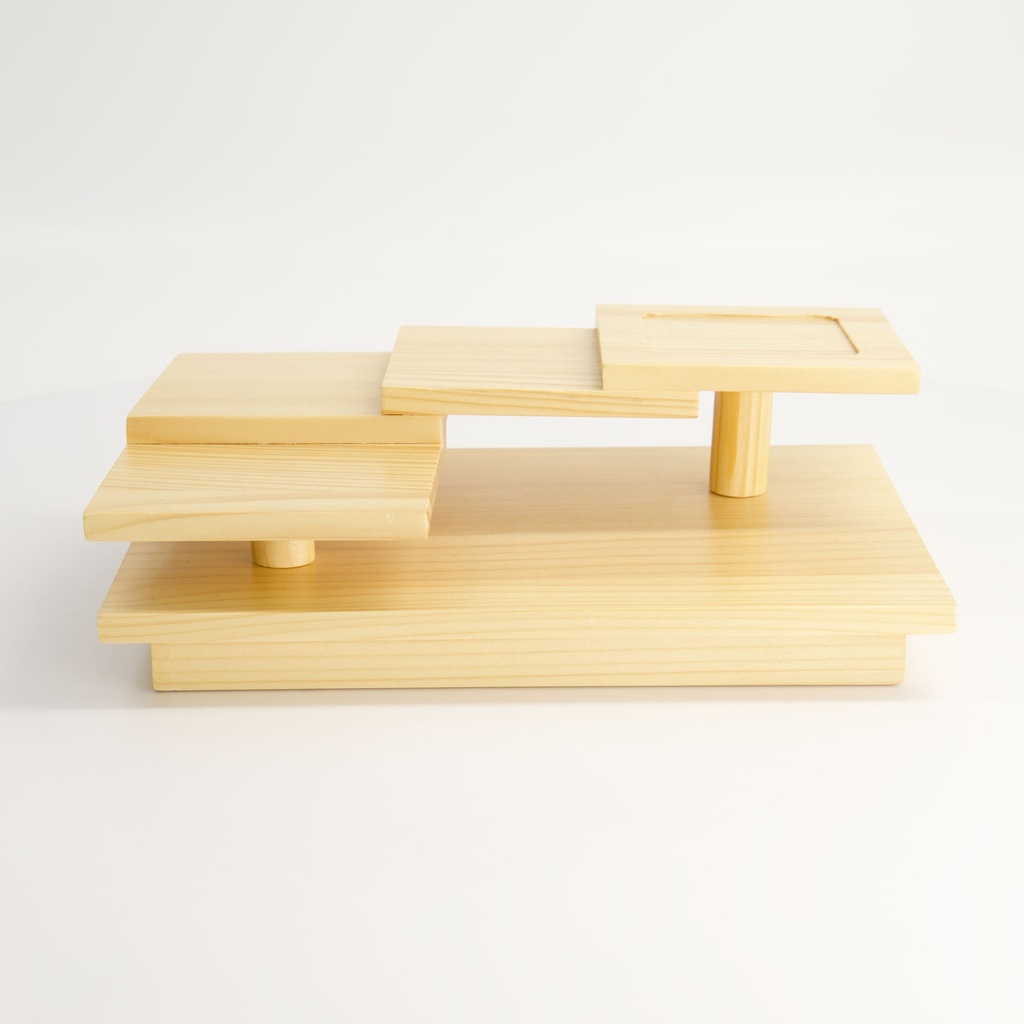 Wooden Sushi Geta Square Stairs Design  25.4x17x8.2cm F11-30 1/12